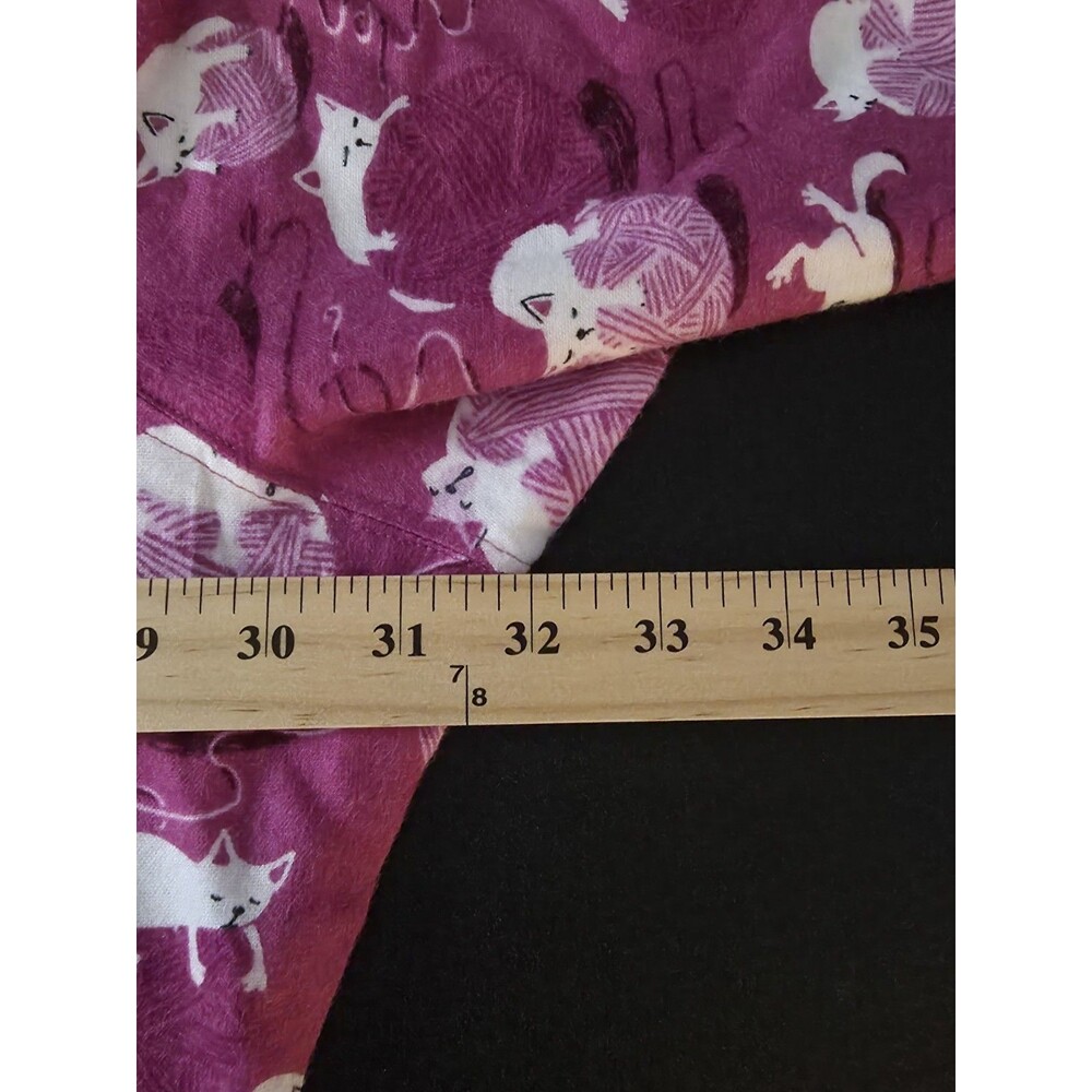 Munki Munki Purple Knitting Cat Flannel Sleep Shirt Mid Thigh 3X Plus Cotton - Picture 8 of 10